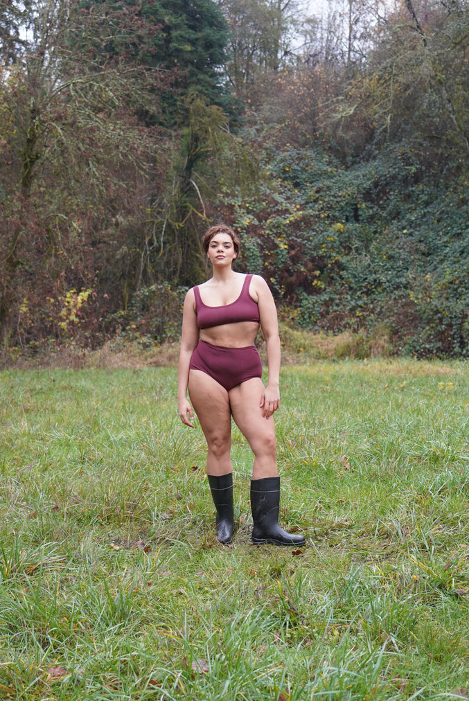 WIDE-STRAP BRA, burgundy