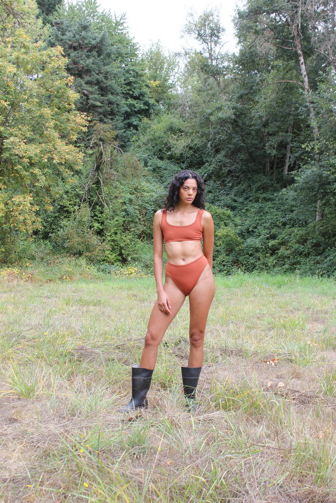 WIDE-STRAP BRA, cognac