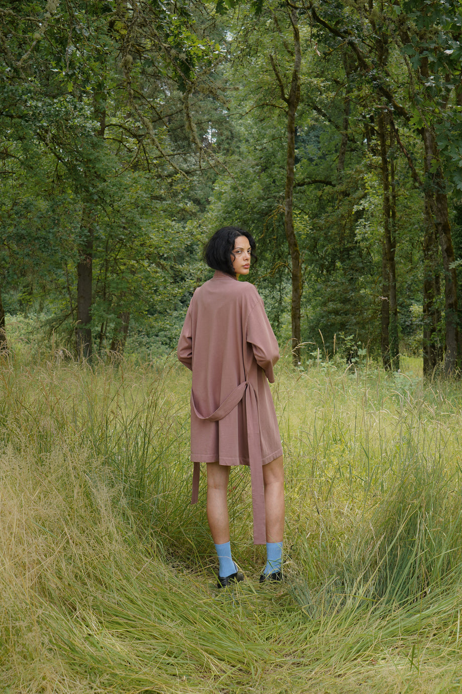 SHORT ROBE, nutmeg
